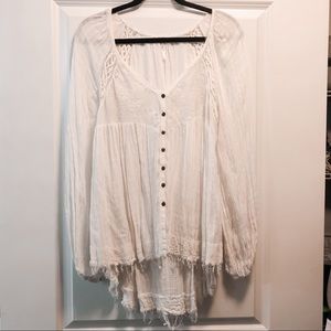 Free People White/Ivory Long Sleeve Top